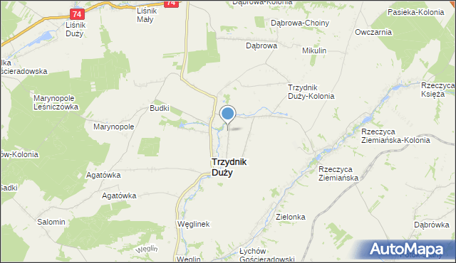 mapa Trzydnik Mały, Trzydnik Mały na mapie Targeo